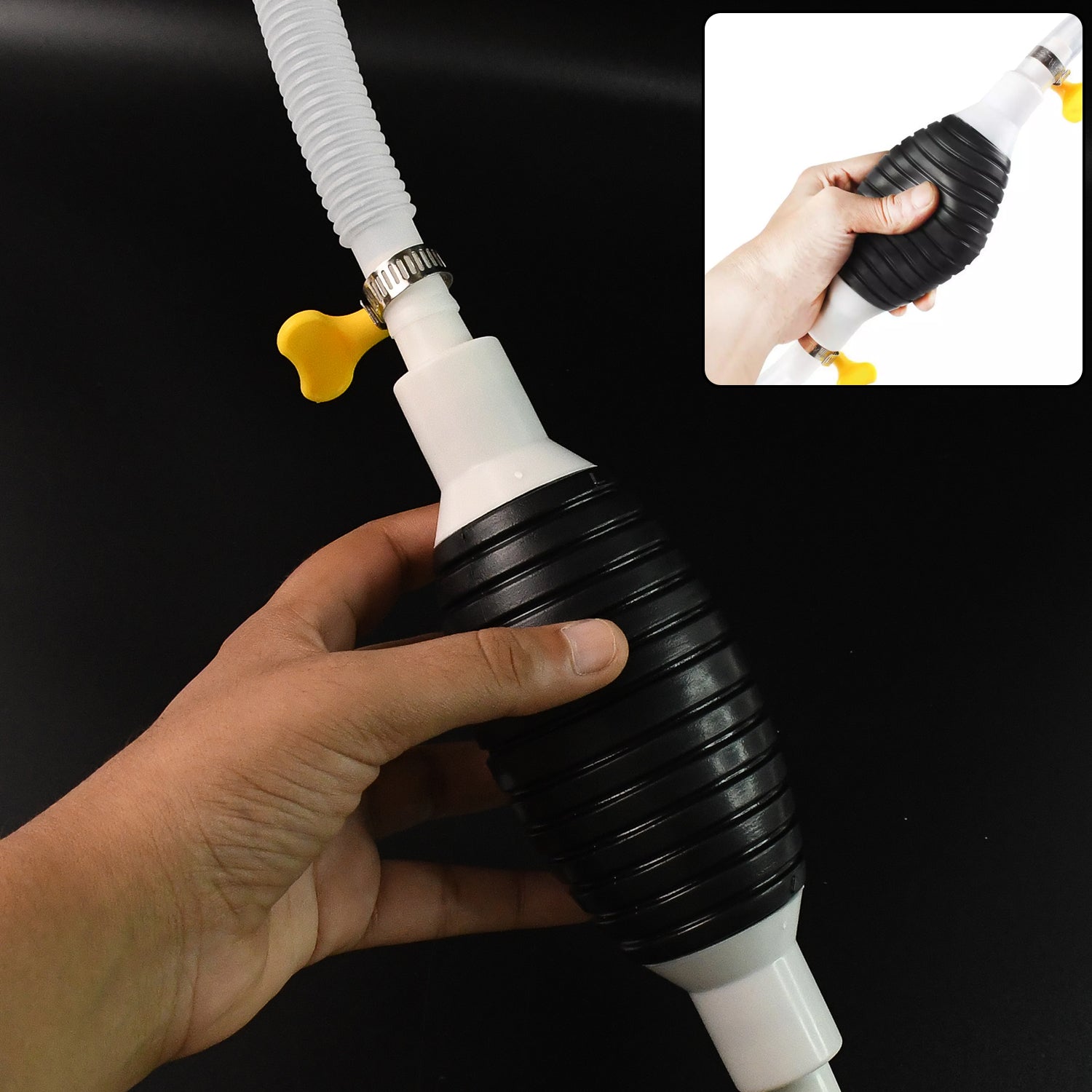 Fuel Transfer Pump Hose with Hand Pump and 2 Hose Clamps Fuel Transfer Pump Hose with Hand Pump and 2 Hose Clamps